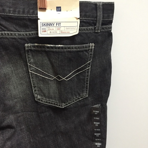 New NWT Gap black skinny distressed jeans plus size 18 18R - Picture 6 of 7